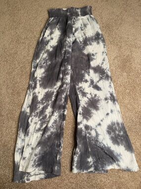 Drew Tie Dye Wide Leg Pants Boho Lounge Gauze Cotton Elastic Waist Size Small